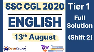 13 August Shift 2 English SSC CGL 2020 | SSC CGL 2020 13 August Second Shift