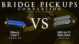 DiMarzio SUPER 3 vs EMG HOT 70 RETRO ACTIVE - Bridge Guitar Pickup Comparison Tone Demo