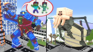 Monster School : Pacific Rim ( Battle Robots and Monsters ) Part 2 - Minecraft Animation