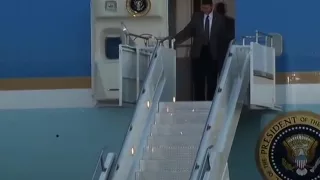 President Obama Arrives at Osan Air Base, South Korea to Visit Demilitarized Zone (DMZ)