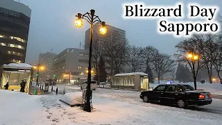 Winter Snowstorm Again Hit Sapporo, Hokkaido | Walking to Odori Park in Blizzard & Howling Winds