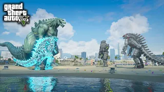 Team Godzilla Earth vs. Team Mechagodzilla Epic Battle ( GTA V Mods )