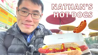 Eating at Coney Island's FAMOUS Nathan's Hot Dog Restaurant