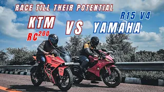 Yamaha R15 V4 (2023) Vs Ktm RC200 Bs7 (2023) Race till Their Potential | Highway Battle | Top End