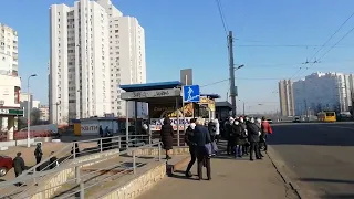 Київський тролейбус- Ранок, кінцева "Вулиця Милославська" 26.03.2020 / Kyiv trolleybus- Morning