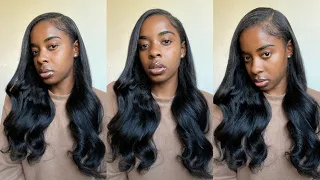 DIY Natural Traditional Leave Out Using Yaki Textured Hair| Easy Hacks To a Flat Leave Out!