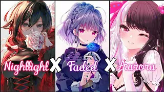 Nightcore - Nightlight X Faded X Aurora and more... ( Switching Vocals ) Lyrics