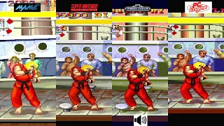 Street fighter 2 Arcade VS Snes VS Megadrive VS PC Engine Ken Sprite Comparison Console VS Console