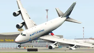 B747 Pilot Makes Awkward Emergency Landing After Landing Gear Failed | XP11