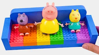 Satisfying Video | How To Make Rainbow Lego Sofa From Kinetic Sand Cutting ASMR | Zon Mixing