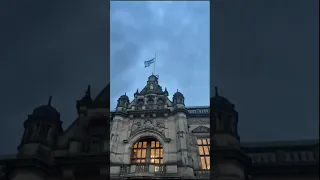 Pro-Palestinian protester removes Israeli flag from Sheffield town hall in United Kingdom