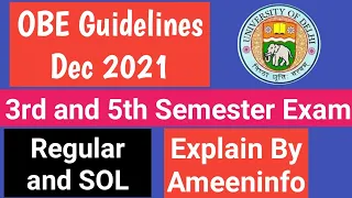 DU Sol Obe Guidelines Dec 2021 | Du Sol third and fifth Semester OBE Exam Guidelines 2021
