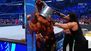 Roman Reigns punish the king corbins in dog food fight . In wwe