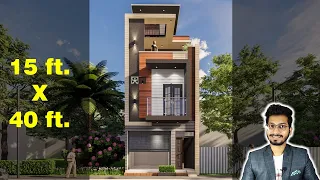 15X40 Feet House Design 3D | 65 Gaj | 600 sqft | 15*40 house design | 4.5X12 Meter  || DV Studio