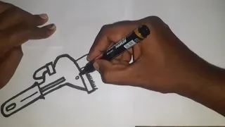 Adjustable wrench hand drawing