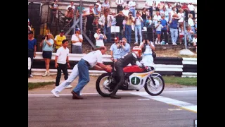 Classic Motorcycle Racing: Ralph Bryans rides an ex-Mike Hailwood Honda 6 at Brands Hatch in 1989