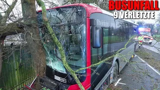 [SCHWERER BUSUNFALL IN RATINGEN!] - Linienbus krachte frontal gegen einen Baum ~ 9 Verletzte -