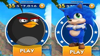 Sonic Dash - Baby Sonic vs Angry Birds Bomb - All Characters Unlocked Gameplay
