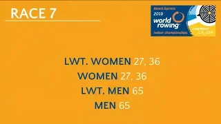 2019 World Rowing Indoor Champs: 2000m masters races: LW27, W27, LM65, M65
