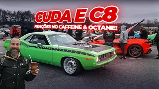 Twin-turbo Corvette C8 and blower Cuda at the largest monthly car meet in the world