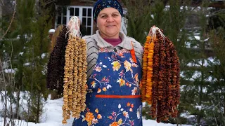 Traditional Turkish Sweets: Dried Fruit Sucuk With Mulberry Molasses