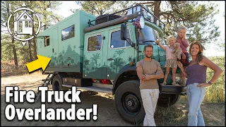 Family lives in an old fire truck! Overlander tiny home tour