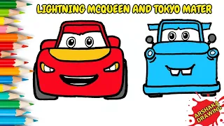 How to Draw Lightning McQueen and Tokyo Mater EASY STEP BY STEP | Pixar Cars