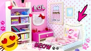 DIY Hello Kitty Miniature Girly Dollhouse Room for Kitty Queen LOL SURPRISE ! AnnaOriona