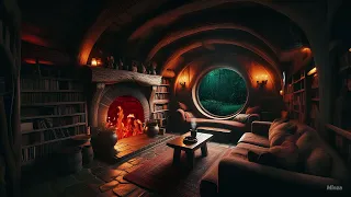 Cozy Hobbit Bedroom - Relaxing Fireplace with Soothing Rainfall Sounds / rain on roof / Deep Sleep