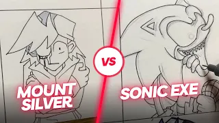 DRAWING Mount Silver VS Sonic exe / Friday Night Funkin MODS Whos the Winner ??? #DRAWING