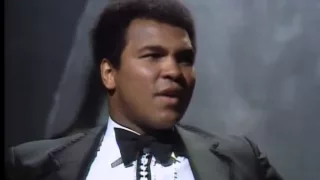 Muhammad Ali doing a live interview with fans