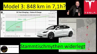 Tesla Model 3 LR – Stammtischkiller: „848 km in 7,1 Stunden!“