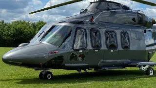 Up close to a VIP helicopter - VIP AW139 departure from twickenham rugby/football club