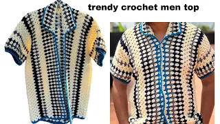 Granny Stitch Men Top|| How To Crochet For Beginners