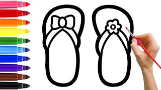 How to draw sandals for kids step by step | 子供用のサンダルを段階的に描く方法 | 아이들을위한 샌들을 단계별로 그리는 방법