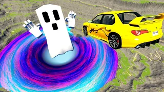 Cars Jump into Quarry with Ghost - BeamNG.Drive