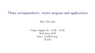 ICM2014 VideoSeries IL3.6 : Wee Teck Gan on Aug15Fri