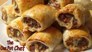 Cheesy Beef and Bacon Sausage Rolls | One Pot Chef