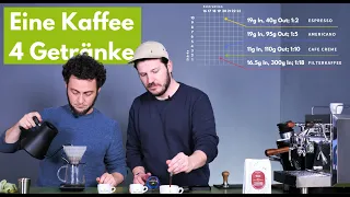 Vergleich: Espresso, Americano, Café Crème & Filterkaffee mit einer Röstung