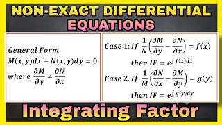 NON-EXACT DIFFERENTIAL EQUATIONS | Integrating Factor | Non exact DE | TAGALOG-ENGLISH