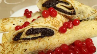 Млинці заварні на молоці з начинкою, м'якенькі та ніжні | Custard pancakes in milk with filling