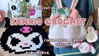 SANRIO CROCHET ໒꒰ྀིᵔ ᵕ ᵔ ꒱ྀི১ | Kuromi Rug, My Melody bag, Cinnamaroll Mirror Keychain