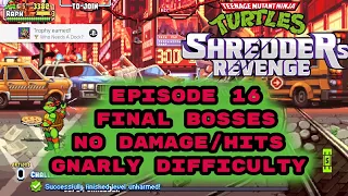 TMNT Shredder's Revenge No Hit/Damage Final Bosses (Gnarly) Raphael Level 16 Who Needs A Dock Trophy