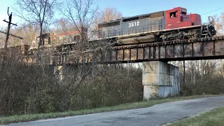 Train Horn Salute On Railroad Bridge!  Chasing Rock Train On Short Line Railroad In Ohio, Both Sides