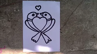 easy love birds drawing,art and craft ideas,#shorts #viral