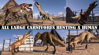 ALL (LARGE) CARNIVORES EATING HUMANS | JURASSIC WORLD EVOLUTION 2