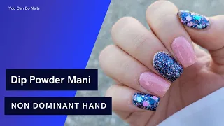 Dip Powder Mani | Non Dominant Hand | Blue & Pink | DIY Dip Powder