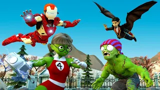 Iron Man Hero ComeBack fights Zombie Hulk - 3D Scary Teacher 3D Animation