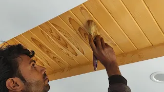 Wood graining on bedroom POP ceiling with oil paint (Easy graining DIY). #artq #artQ