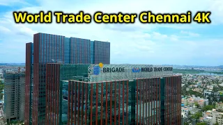Chennai drone view 4K | World Trade Center Chennai -  Amazon office building Chennai | Perungudi WTC